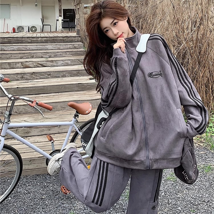 ジャージ セットアップ レディース 韓国 ファッション スウェット ラインジャージ 上下セット パラシュート カーゴパンツ