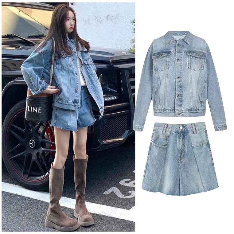 デニム セットアップ レディース 韓国 ファッション DENIM ジャケット 