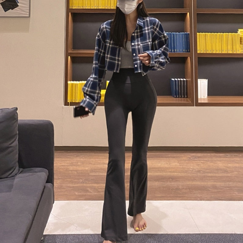 チェック クロップド シャツ レディース 韓国 ファッション 春アウター タータンチェック ショート