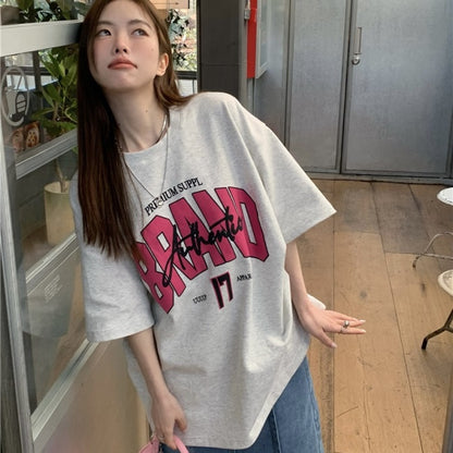 ロゴ ビッグ Tシャツ レディース 韓国 ストリート ファッション オーバーサイズ 半袖 ｔ