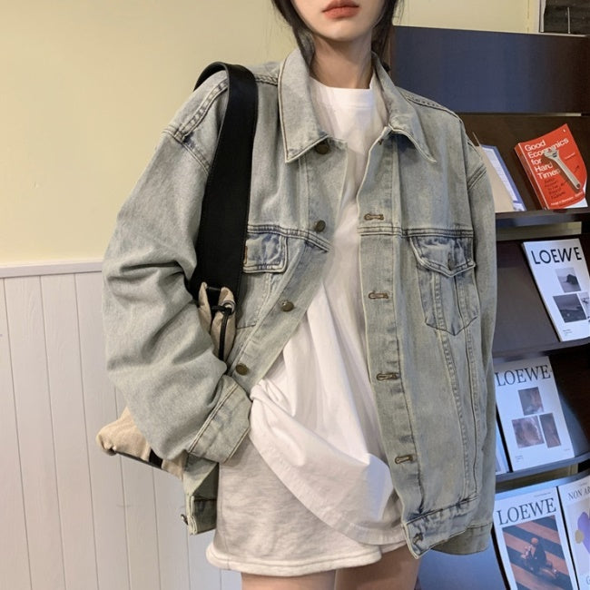 デニムジャケット レディース 韓国 ファッション オーバーサイズ ダメージ加工 Gジャン