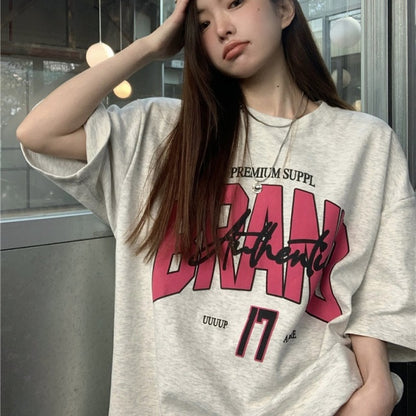 ロゴ ビッグ Tシャツ レディース 韓国 ストリート ファッション オーバーサイズ 半袖 ｔ