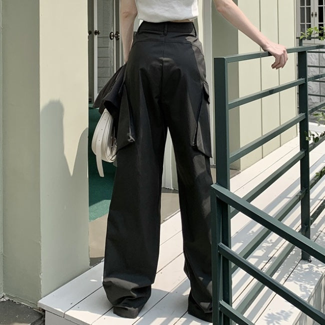 カーゴパンツ レディース 韓国 ファッション 夏 サイドポケット 