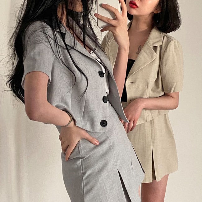 セットアップ レディース 韓国 ファッション 夏 半袖ジャケット ミニ