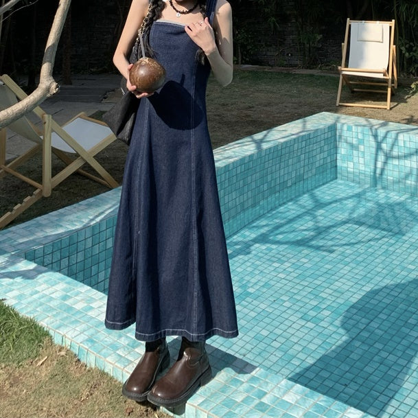 デニム ワンピース ジャンパースカート 韓国 ファッション デニム