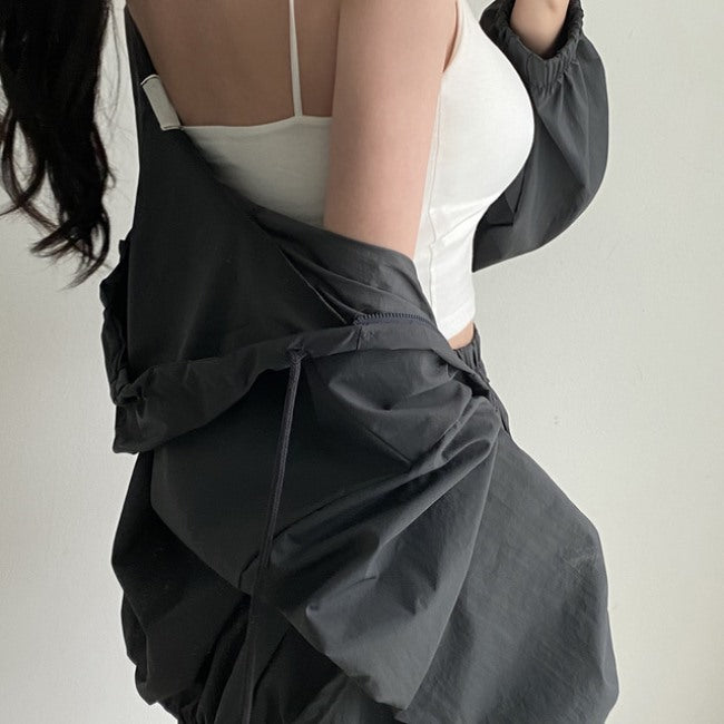 ナイロン パーカー ジャージ セットアップ レディース ハーフパンツ 韓国 ファッション ナイロンジャケット オーバーサイズ