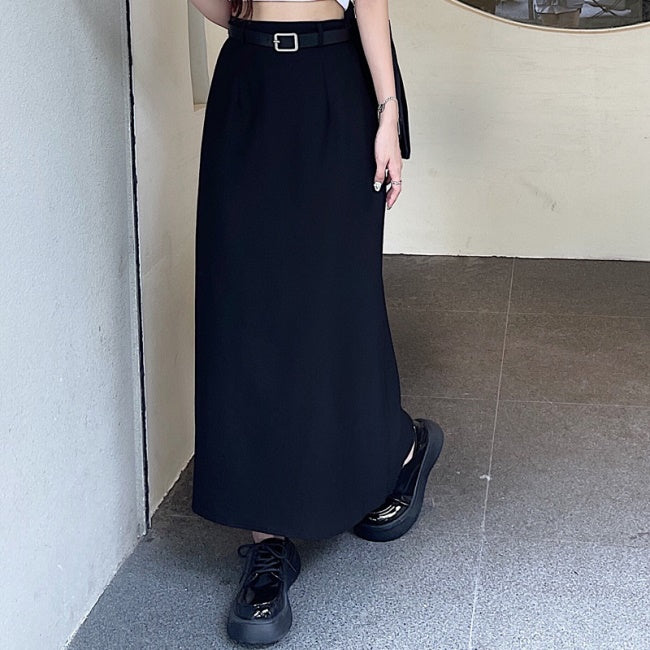 黒 ロングスカート 韓国 ファッション レディース タイト ナロースカート 春夏