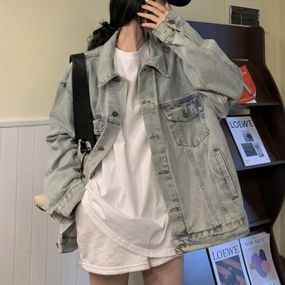 デニムジャケット レディース 韓国 ファッション オーバーサイズ ダメージ加工 Gジャン