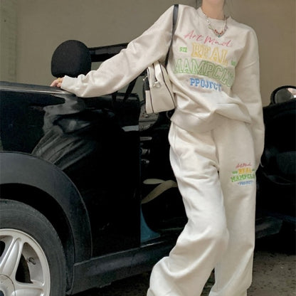 スウェット セットアップ ジャージ レディース 韓国 ファッション カラフル ロゴ トレーナー スウェットパンツ 上下セット