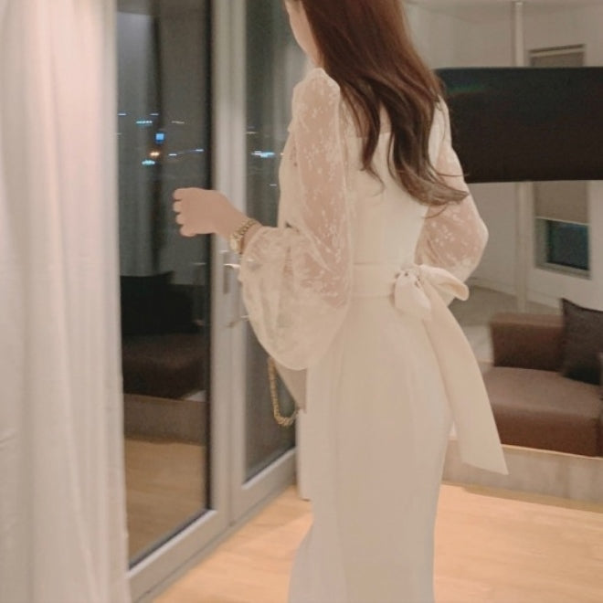シースルー ドレス ワンピース マーメイド シルエット レディース 韓国 ファッション フォーマル お呼ばれ ドレス ワンピース