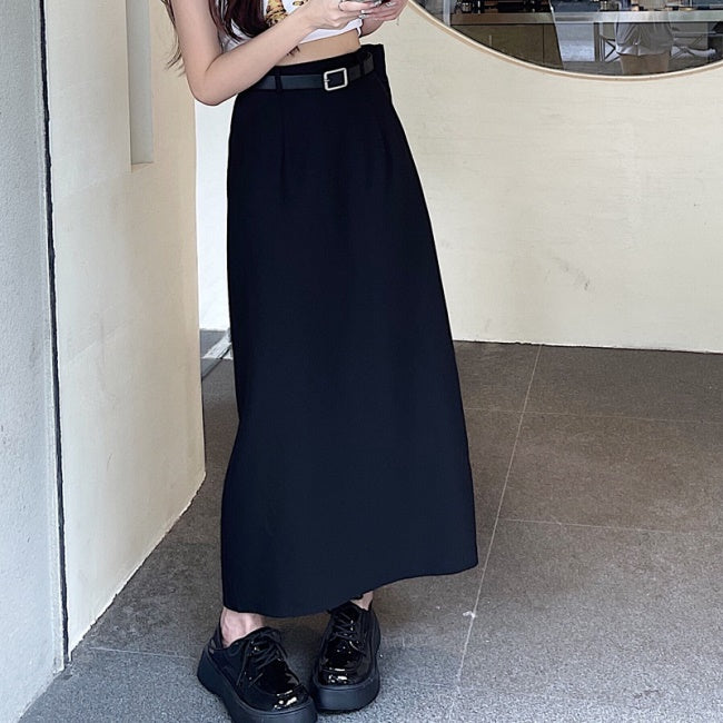 黒 ロングスカート 韓国 ファッション レディース タイト ナロースカート 春夏