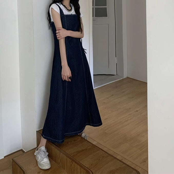 デニム ワンピース ジャンパースカート 韓国 ファッション デニム