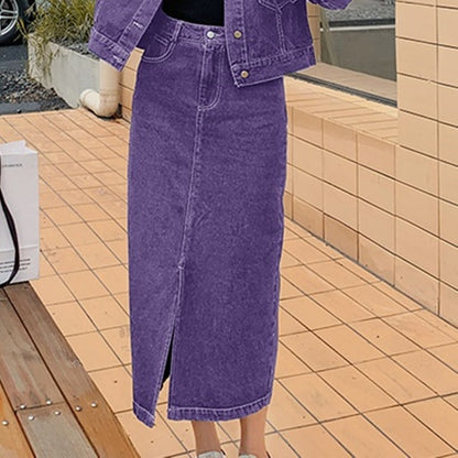 デニム セットアップ スカート レディース 韓国 ファッション デニムジャケット ロングスカート 上下セット