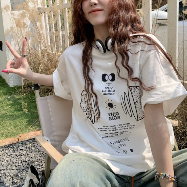 デニムセットアップ デニムパンツ デニムシャツ Ｔシャツ レディース 韓国 ファッション 半袖Tシャツ ペイント スプラッシュ マルチ ビンテージ  デニム