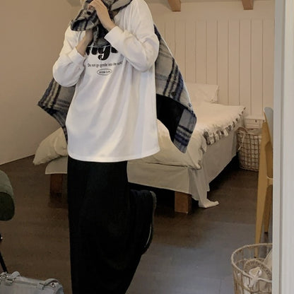 ロゴ ロンT レディース 韓国 ファッション ロゴ プリント 白 ロングT シャツ オーバーサイズ 春夏 トップス